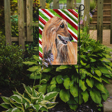 Load image into Gallery viewer, Afghan Hound Candy Cane Holiday Christmas Garden Flag – Decorative Outdoor Yard Flag SC9498GF