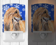 Load image into Gallery viewer, Afghan Hound Winter Snowflakes Holiday Ceramic Night Light SC9499CNL