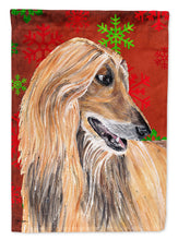 Load image into Gallery viewer, Afghan Hound Red Snowflakes Holiday Christmas  Flag Canvas House Size SC9501CHF