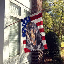 Load image into Gallery viewer, Coonhound Black and Tan USA American Flag Flag Canvas House Size