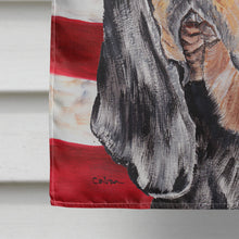 Load image into Gallery viewer, Coonhound Black and Tan USA American Flag Flag Canvas House Size