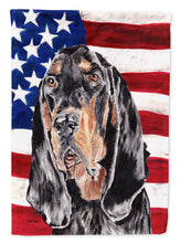 Load image into Gallery viewer, Coonhound Black and Tan USA American Flag Flag Canvas House Size