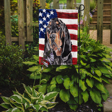 Load image into Gallery viewer, Coonhound Black and Tan USA American Flag Garden Flag – Decorative Outdoor Yard Flag
