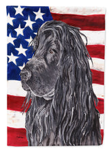 Load image into Gallery viewer, Cocker Spaniel Black USA American Flag Flag Canvas House Size