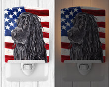 Load image into Gallery viewer, Black Cocker Spaniel with American Flag Ceramic Night Light SC9513CNL