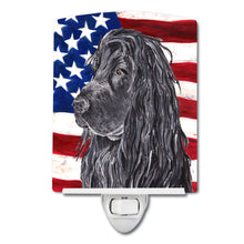 Load image into Gallery viewer, Black Cocker Spaniel with American Flag Ceramic Night Light SC9513CNL