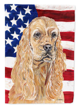Load image into Gallery viewer, Cocker Spaniel Buff USA American Flag Flag Canvas House Size