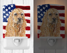 Load image into Gallery viewer, Buff Cocker Spaniel with American Flag Ceramic Night Light SC9514CNL