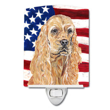 Load image into Gallery viewer, Buff Cocker Spaniel with American Flag Ceramic Night Light SC9514CNL