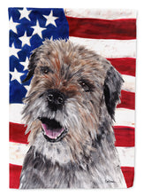 Load image into Gallery viewer, Border Terrier Mix USA American Flag Flag Canvas House Size