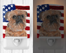 Load image into Gallery viewer, Brussels Griffon with American Flag Ceramic Night Light SC9516CNL