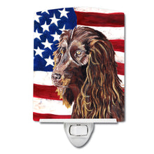 Load image into Gallery viewer, Boykin Spaniel with American Flag Ceramic Night Light SC9518CNL