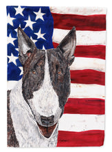 Load image into Gallery viewer, Bull Terrier USA American Flag Flag Canvas House Size
