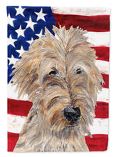 Load image into Gallery viewer, Goldendoodle USA American Flag Flag Canvas House Size