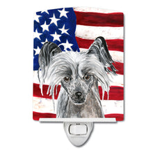 Load image into Gallery viewer, Chinese Crested with American Flag Ceramic Night Light SC9522CNL