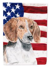 Load image into Gallery viewer, English Foxhound USA American Flag Flag Canvas House Size