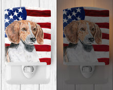 Load image into Gallery viewer, English Foxhound with American Flag Ceramic Night Light SC9523CNL