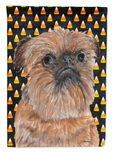 Load image into Gallery viewer, Brussels Griffon Halloween Candy Corn Garden Flag – Decorative Outdoor Yard Flag