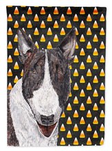 Load image into Gallery viewer, Bull Terrier Halloween Candy Corn Garden Flag – Decorative Outdoor Yard Flag