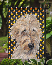 Load image into Gallery viewer, Goldendoodle Halloween Candy Corn Garden Flag – Decorative Outdoor Yard Flag