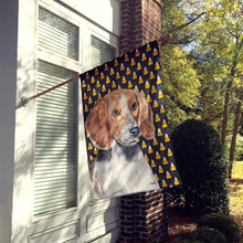 Load image into Gallery viewer, English Foxhound Halloween Candy Corn Flag Canvas House Size