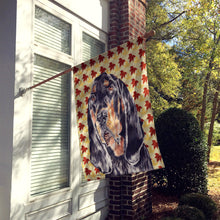 Load image into Gallery viewer, Coonhound Fall Leaves Flag Canvas House Size