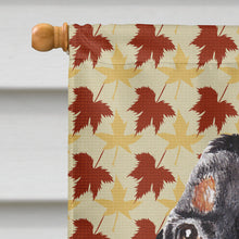 Load image into Gallery viewer, Coonhound Fall Leaves Flag Canvas House Size