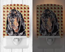 Load image into Gallery viewer, Black and Tan Coonhound Fall Leaves Ceramic Night Light SC9539CNL