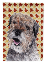 Load image into Gallery viewer, Border Terrier Fall Leaves Flag Canvas House Size