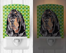 Load image into Gallery viewer, Black and Tan Coonhound Lucky Shamrock St. Patrick's Day Ceramic Night Light SC9567CNL