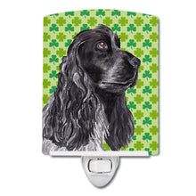 Load image into Gallery viewer, Black Cocker Spaniel Lucky Shamrock St. Patrick's Day Ceramic Night Light SC9568CNL