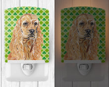 Load image into Gallery viewer, Buff Cocker Spaniel Lucky Shamrock St. Patrick's Day Ceramic Night Light SC9570CNL
