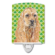 Load image into Gallery viewer, Buff Cocker Spaniel Lucky Shamrock St. Patrick's Day Ceramic Night Light SC9570CNL