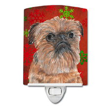 Load image into Gallery viewer, Brussels Griffon Red Snowflakes Holiday Ceramic Night Light SC9586CNL