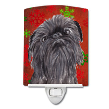 Load image into Gallery viewer, Brussels Griffon Red Snowflakes Holiday Ceramic Night Light SC9587CNL