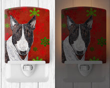 Load image into Gallery viewer, Bull Terrier Red Snowflakes Holiday Ceramic Night Light SC9589CNL