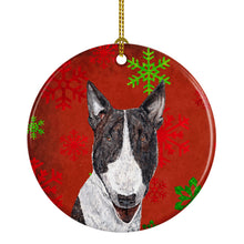 Load image into Gallery viewer, Bull Terrier Red Snowflakes Holiday Ceramic Ornament SC9589CO1