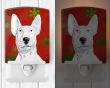 Load image into Gallery viewer, Bull Terrier Red Snowflakes Holiday Ceramic Night Light SC9590CNL