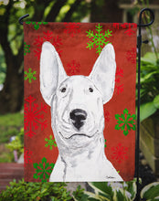 Load image into Gallery viewer, Bull Terrier Red Snowflake Christmas Garden Flag – Decorative Outdoor Yard Flag