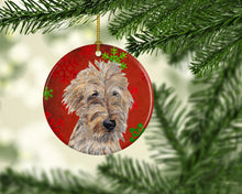 Load image into Gallery viewer, Golden Doodle Red Snowflakes Holiday Ceramic Ornament SC9591CO1