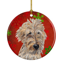 Load image into Gallery viewer, Golden Doodle Red Snowflakes Holiday Ceramic Ornament SC9591CO1