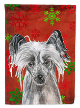 Load image into Gallery viewer, Chinese Crested Red Snowflake Christmas Flag Canvas House Size