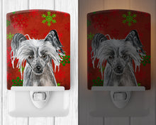 Load image into Gallery viewer, Chinese Crested Red Snowflakes Holiday Ceramic Night Light SC9592CNL
