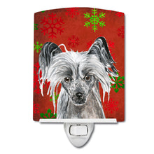 Load image into Gallery viewer, Chinese Crested Red Snowflakes Holiday Ceramic Night Light SC9592CNL