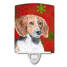 Load image into Gallery viewer, English Foxhound Red Snowflakes Holiday Ceramic Night Light SC9593CNL