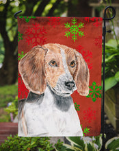 Load image into Gallery viewer, English Foxhound Red Snowflake Christmas Garden Flag – Decorative Outdoor Yard Flag