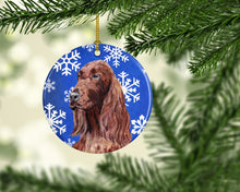 Load image into Gallery viewer, Irish Setter Winter Snowflakes Ornament - Round Ceramic Ornament – Artist-Designed Keepsake Decoration SC9594CO1