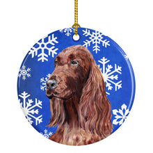 Load image into Gallery viewer, Irish Setter Winter Snowflakes Ornament - Round Ceramic Ornament – Artist-Designed Keepsake Decoration SC9594CO1