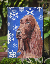 Load image into Gallery viewer, Irish Setter Blue Snowflake Winter Garden Flag – Decorative Outdoor Yard Flag