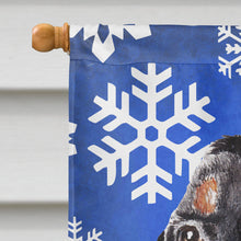 Load image into Gallery viewer, Coonhound Blue Snowflake Winter Flag Canvas House Size